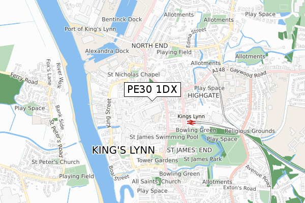 PE30 1DX map - small scale - OS Open Zoomstack (Ordnance Survey) PE30 1DX map - small scale - OS Open Zoomstack (Ordnance Survey)