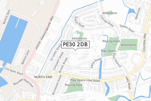 PE30 2DB map - large scale - OS Open Zoomstack (Ordnance Survey)