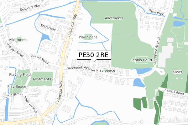 PE30 2RE map - large scale - OS Open Zoomstack (Ordnance Survey)