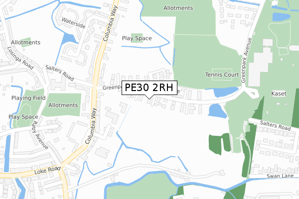 PE30 2RH map - large scale - OS Open Zoomstack (Ordnance Survey)