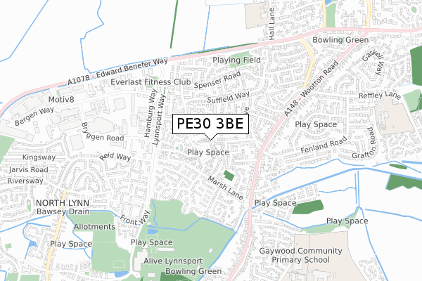 PE30 3BE map - small scale - OS Open Zoomstack (Ordnance Survey) PE30 3BE map - small scale - OS Open Zoomstack (Ordnance Survey)