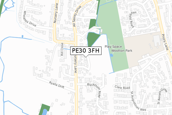 PE30 3FH map - large scale - OS Open Zoomstack (Ordnance Survey)
