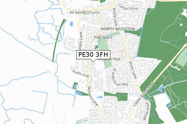 PE30 3FH map - small scale - OS Open Zoomstack (Ordnance Survey)