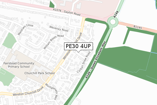 PE30 4UP map - large scale - OS Open Zoomstack (Ordnance Survey)