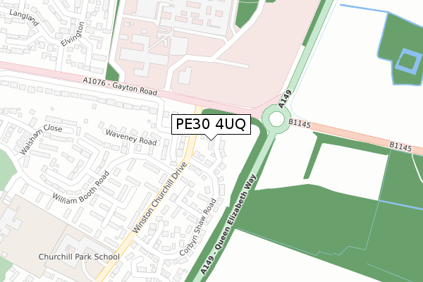 PE30 4UQ map - large scale - OS Open Zoomstack (Ordnance Survey)