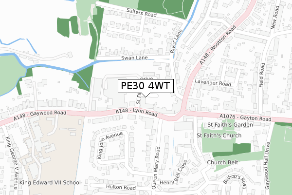 PE30 4WT map - large scale - OS Open Zoomstack (Ordnance Survey)