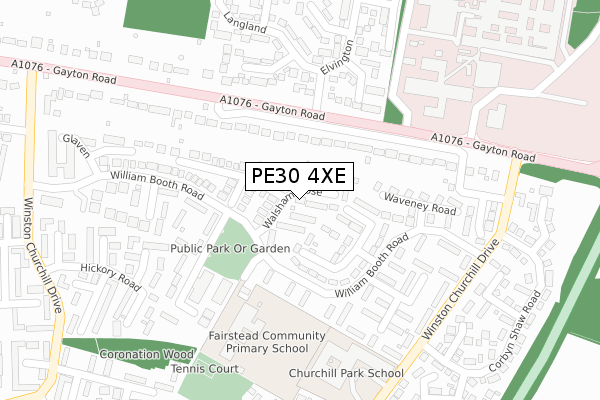 PE30 4XE map - large scale - OS Open Zoomstack (Ordnance Survey)