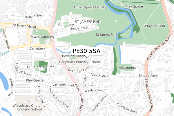 PE30 5SA map - large scale - OS Open Zoomstack (Ordnance Survey)