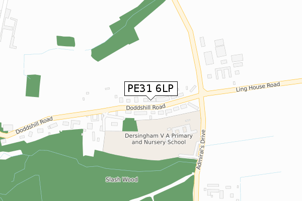 PE31 6LP map - large scale - OS Open Zoomstack (Ordnance Survey)