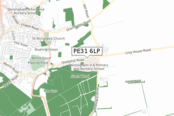 PE31 6LP map - small scale - OS Open Zoomstack (Ordnance Survey)