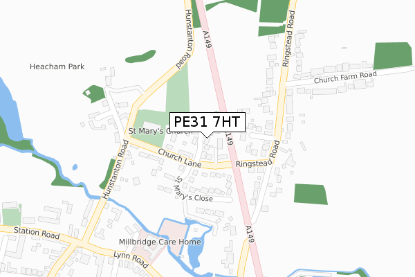 PE31 7HT map - large scale - OS Open Zoomstack (Ordnance Survey)