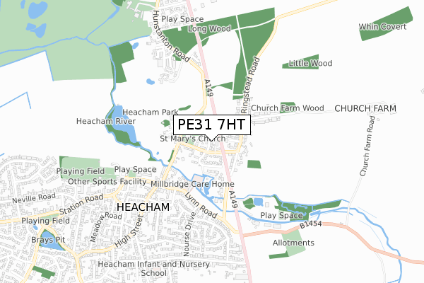 PE31 7HT map - small scale - OS Open Zoomstack (Ordnance Survey)