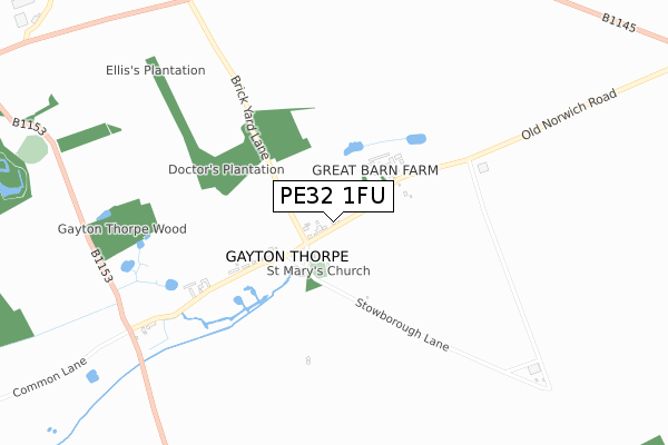 PE32 1FU map - small scale - OS Open Zoomstack (Ordnance Survey)
