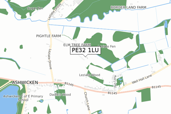 PE32 1LU map - small scale - OS Open Zoomstack (Ordnance Survey) PE32 1LU map - small scale - OS Open Zoomstack (Ordnance Survey)