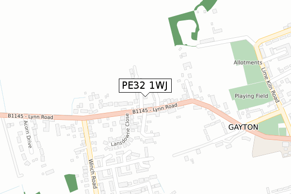 PE32 1WJ map - large scale - OS Open Zoomstack (Ordnance Survey)