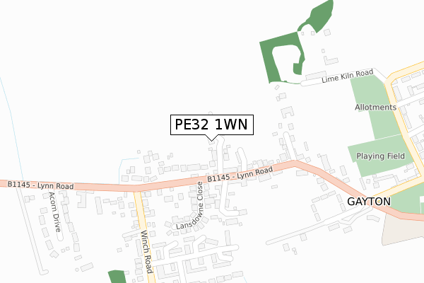 PE32 1WN map - large scale - OS Open Zoomstack (Ordnance Survey)