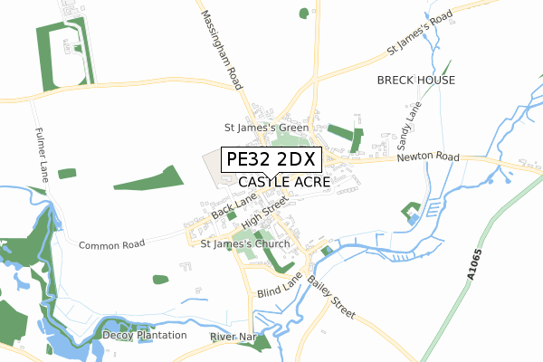 PE32 2DX map - small scale - OS Open Zoomstack (Ordnance Survey)