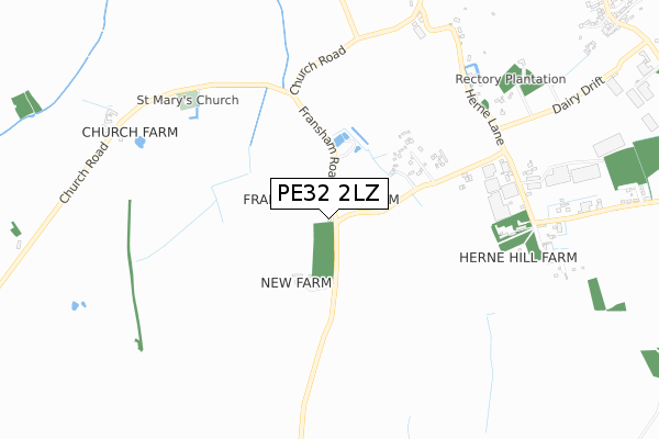 PE32 2LZ map - small scale - OS Open Zoomstack (Ordnance Survey)