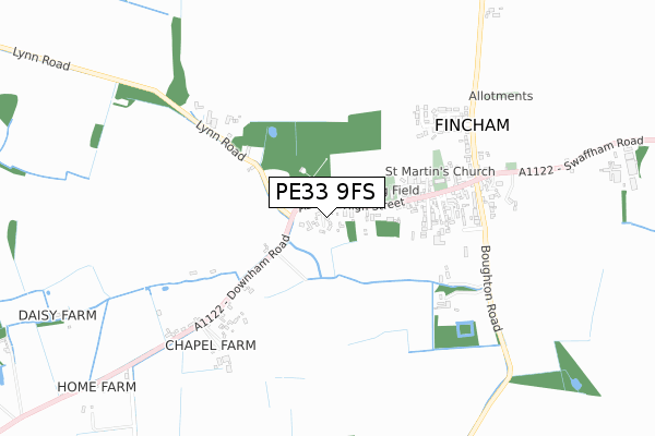 PE33 9FS map - small scale - OS Open Zoomstack (Ordnance Survey)
