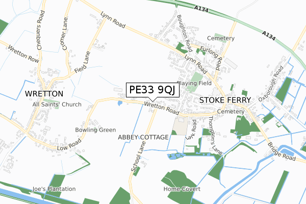 PE33 9QJ map - small scale - OS Open Zoomstack (Ordnance Survey)