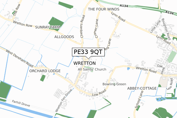 PE33 9QT map - small scale - OS Open Zoomstack (Ordnance Survey)