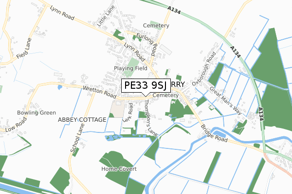 PE33 9SJ map - small scale - OS Open Zoomstack (Ordnance Survey)