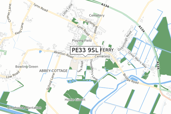 PE33 9SL map - small scale - OS Open Zoomstack (Ordnance Survey)