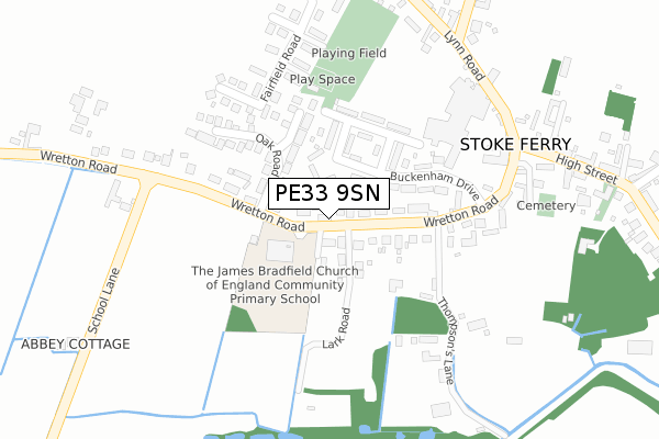 PE33 9SN map - large scale - OS Open Zoomstack (Ordnance Survey)