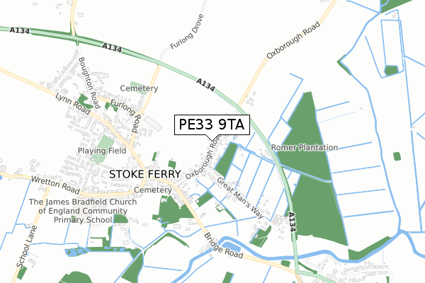 PE33 9TA map - small scale - OS Open Zoomstack (Ordnance Survey)