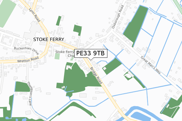 PE33 9TB map - large scale - OS Open Zoomstack (Ordnance Survey)