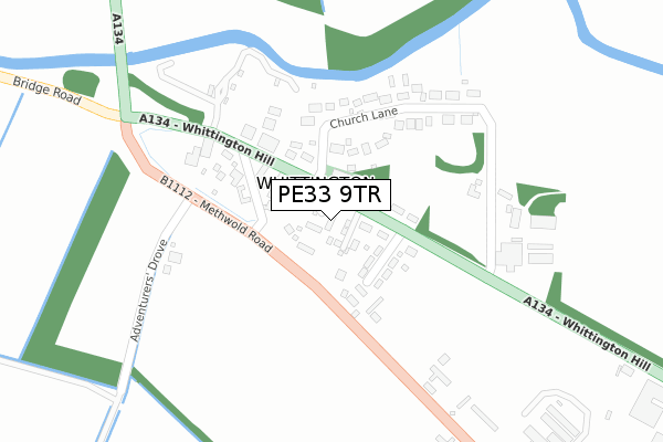 PE33 9TR map - large scale - OS Open Zoomstack (Ordnance Survey)