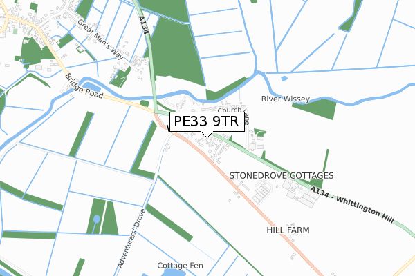 PE33 9TR map - small scale - OS Open Zoomstack (Ordnance Survey)