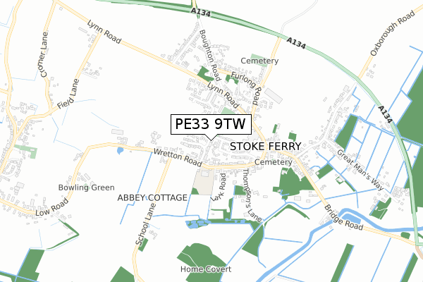 PE33 9TW map - small scale - OS Open Zoomstack (Ordnance Survey)