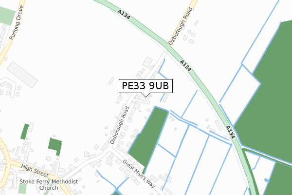 PE33 9UB map - large scale - OS Open Zoomstack (Ordnance Survey)