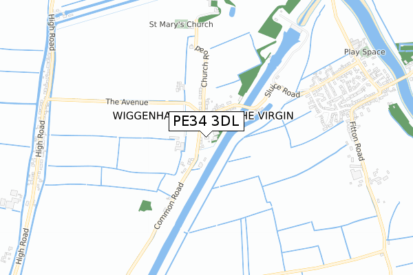 PE34 3DL map - small scale - OS Open Zoomstack (Ordnance Survey)