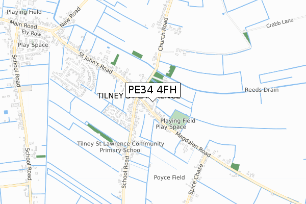 PE34 4FH map - small scale - OS Open Zoomstack (Ordnance Survey)