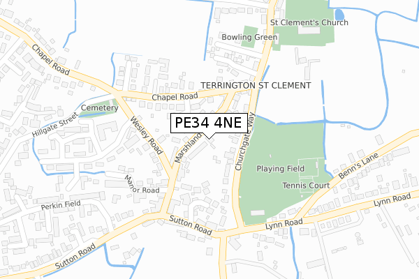 PE34 4NE map - large scale - OS Open Zoomstack (Ordnance Survey)