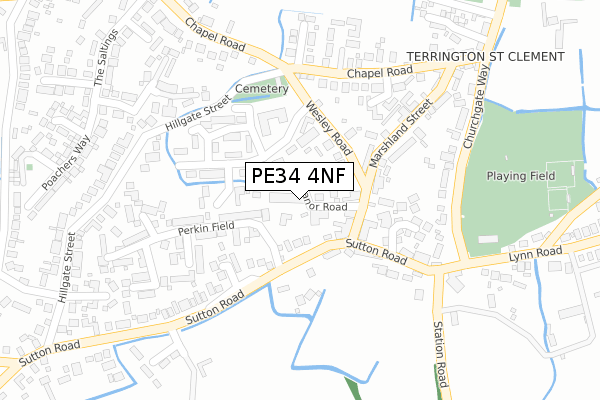 PE34 4NF map - large scale - OS Open Zoomstack (Ordnance Survey)