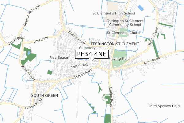 PE34 4NF map - small scale - OS Open Zoomstack (Ordnance Survey)