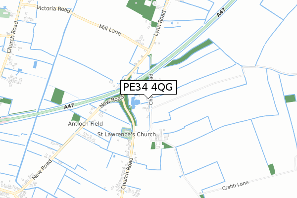 PE34 4QG map - small scale - OS Open Zoomstack (Ordnance Survey)