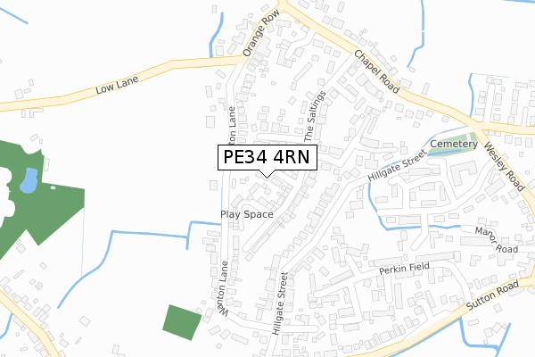 PE34 4RN map - large scale - OS Open Zoomstack (Ordnance Survey)