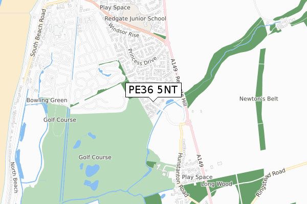 PE36 5NT map - small scale - OS Open Zoomstack (Ordnance Survey)