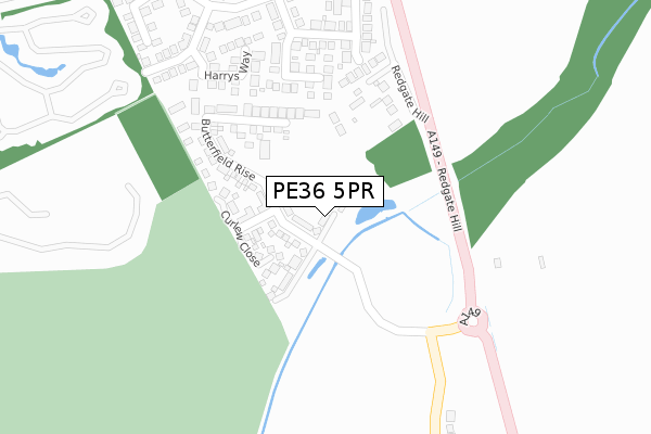 PE36 5PR map - large scale - OS Open Zoomstack (Ordnance Survey)