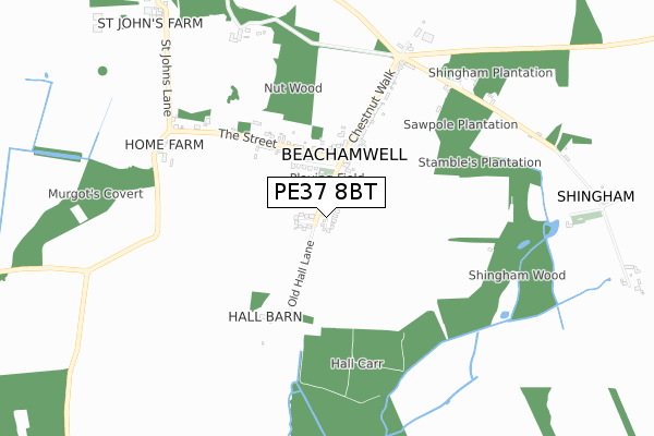 PE37 8BT map - small scale - OS Open Zoomstack (Ordnance Survey) PE37 8BT map - small scale - OS Open Zoomstack (Ordnance Survey)