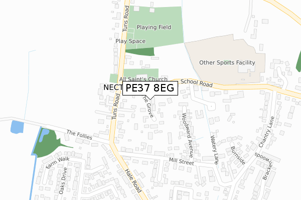 PE37 8EG map - large scale - OS Open Zoomstack (Ordnance Survey)