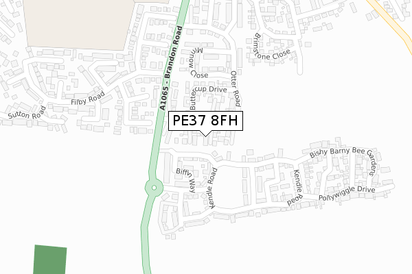 PE37 8FH map - large scale - OS Open Zoomstack (Ordnance Survey)