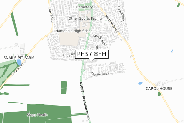 PE37 8FH map - small scale - OS Open Zoomstack (Ordnance Survey)