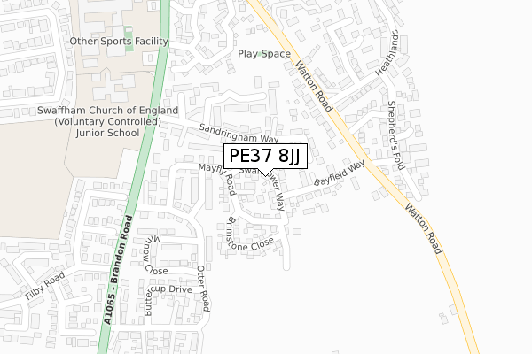 PE37 8JJ map - large scale - OS Open Zoomstack (Ordnance Survey)