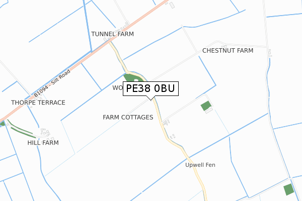 PE38 0BU map - small scale - OS Open Zoomstack (Ordnance Survey)