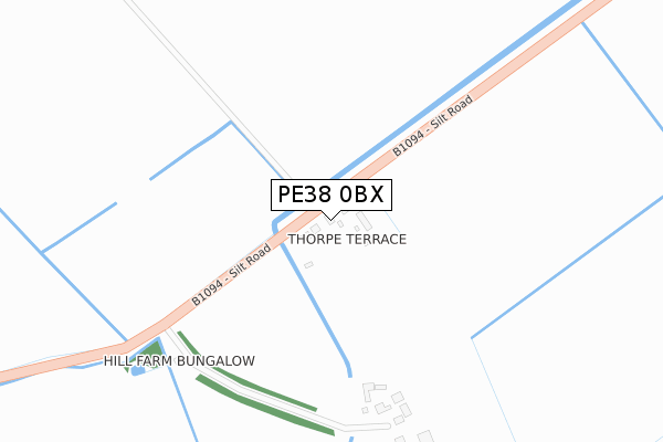 PE38 0BX map - large scale - OS Open Zoomstack (Ordnance Survey)